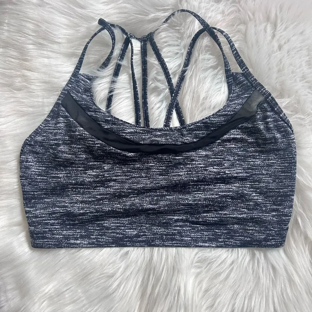 Victoria’s Secret Sport Bra Heathered Strappy Black Large